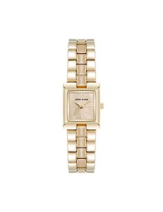 Anne Klein Taupe/Gold-Tone Petite Enamel Center Link Bracelet Watch Rectangular Dial Metal Watch As Gift, Gold Watches, Watch Stand, White Silver, Gold Watch, Link Bracelets, Jewelry Ideas, Bracelet Watch, Make It