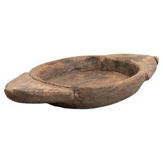 an old wooden bowl on a white background