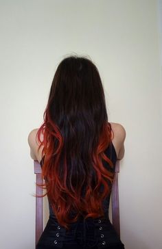 Red Tips On Black Hair, Red Hair Dye Ideas For Brunettes, Red Tips Hair, Black Hair Red Tips, Black Red Hair, Strawberry Blonde Hair Color, Red Hair Inspo