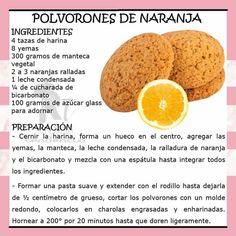 a recipe for cookies with oranges on top and the words in spanish above it