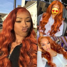 West Kiss Hair Brazilian Body Wave Lace Front Wigs Customized Colored Wigs #Ginger #30 Ombre Wigs Available Hair Colorful, Ginger Hair Color, Loose Waves Hair, Lace Front Human Hair Wigs, Ombre Wigs, Colored Wigs, Lace Front Human Hair, Body Wave Wig, Body Wave Hair