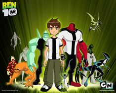 cartoon characters standing in front of green background with text that reads ben 10 / 3