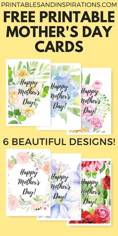 mother's day cards with flowers on them and the text free printables