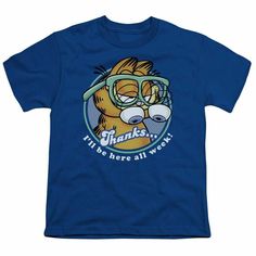 Garfield Performing Kids Youth T Shirt Licensed TV Comic Tee Royal Blue Garfield Performing Kids Youth T Shirt Licensed TV Comic Tee Royal Blue The Garfield Performing Kids Youth T Shirt Item Description: The Garfield Performing Kids Youth t-shirt is made from 100% pre-shrunk medium weight cotton.   Kids Youth t-shirt is made from 100% pre-shrunk medium weight cotton.  Every item we sell is original and fully licensed. If a shirt is designated as "distressed", the design contains intentional ski Geeky Clothes, Silly Clothes, Silly Shirt, Printed Clothing, Cotton Shirts, Dream Clothes, Look Cool, Graphic Shirts, Pretty Outfits