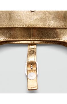 Tonal whipstitching adds rich texture to this lightly structured leather shoulder bag designed with a handy exterior pocket. Magnetic-snap tab closure Shoulder strap Exterior pocket Leather Imported Gold Satchel With Metal Hardware For Office, Gold Satchel With Detachable Strap For Work, Gold Bags With Detachable Strap For Work, Gold Satchel With Metal Hardware For Travel, Gold Leather Shoulder Bag With Metal Hardware, Gold Flap Bag For Travel, Gold Leather Bags With Metal Hardware, Gold Satchel Shoulder Bag For Work, Leather Flap Shoulder Bag With Metal Hardware