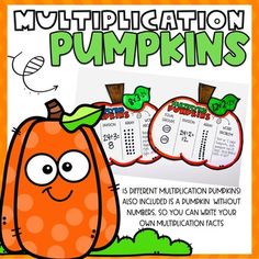 an orange pumpkin with the words multiplication pumpkins on it