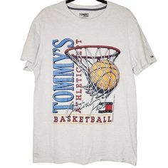 Tommy Jeans Vintage Style 1985 Tommy's Athletic Dept Basketball Tee Medium Measurements: 20" Pit To Pit 28" Length In Great Shape! No Holes Or Stains Please Consider Photos As Part Of The Description. Thank You For Stopping By! Vintage Basketball Shirt, Vintage Sports Tees, Nba Graphic Tees, 90s Shirts Graphic Tees, Vintage Basketball Jerseys, Monochromatic Scheme, Sports Merch, Spiderman Shirt, Mens Photoshoot