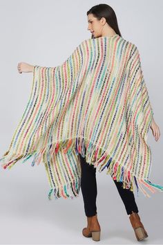 Handwoven Ruana, Bohemian Poncho, Ruana, Women's Cape, Boho Wrap , Lovely and warm multi-color striped knit wrap blanket ruana poncho sweater. Perfect as a fall or winter wrap cardigan with boots. Wear as a cape over every outfit this season for extra warmth! Generous fit, One Size fits most. Stay warm with this ruana. Fashionable and stylish knit poncho wrap. Also can be used as a picnic blanket during outdoor activities. Winter Cape, Boho Winter, Winter Wrap, Poncho Wrap, Knit Poncho, Paper Lace, Winter Boho, Capes For Women, Knit Wrap