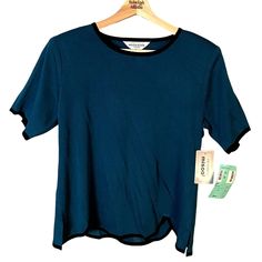 Beautiful Brand New Teal Colored Thick Knit Acrylic Tee Shirt With Shoulder Pads. Excellent Unworn Condition With No Flaws, And Never Worn. Originally Cost $198. Perfect For The Classy Woman, And A Business Or Formal Piece. Color: Teal/Black Fitted Short Sleeve Knit Top For Layering, Fitted Knit Top With Short Sleeves For Layering, Blue Short Sleeve Blouse For Layering, Short Sleeve Stretch Blouse For Layering, Stretch Short Sleeve Blouse For Layering, Teal Shirt, Hem Blouse, Blouse Shirt, Scalloped Hem