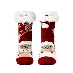 Christmas Fuzzy Socks for Women, Winter Thick Warm Fleece Socks Slipper Socks Features: Women Christmas are made wool+Acrylic. Stretchy, comfortable, wearable and sweat-wicking womens winter. No need to worry about deformation or fading. Keep your feet dry and warm, help you stay away from the cold, bring you warm winter These long are perfect for hiking, climbing, camping, biking, shopping, skiing, skating and more. Plus, these warm can be used as sleeping at night. Perfect Gift for Birthday, C Non-slip Winter Socks, Cozy Red Winter Socks, Snug Non-slip Winter Socks, Red Novelty Socks For Winter, Women Christmas Gifts, Soft Features, House Socks, Christmas Slippers, Soft Socks