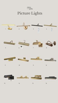 the different types of lights are shown in this image, and there is also an info sheet