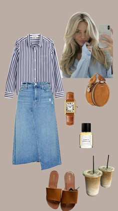 #outfitinspo #pentecostal #summer #chic Modest Outfits Church, Modest Denim Skirt Outfit, Cute Church Fits, Blue Jean Skirts, Denim Skirt Outfit Ideas, Christian Girl Outfits, Modest Denim Skirts, Outfits For Church, Summer Office Outfits