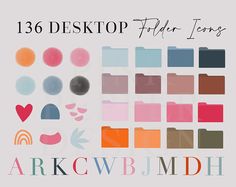 an assortment of different colored folders with the text,'126 desktop file icons '