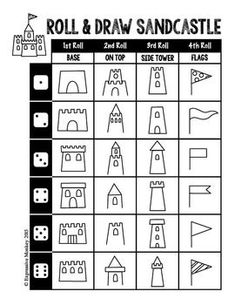 the roll and draw sandcastle game is shown