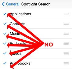 the general spotlight search button on an iphone's screen with arrows pointing to it