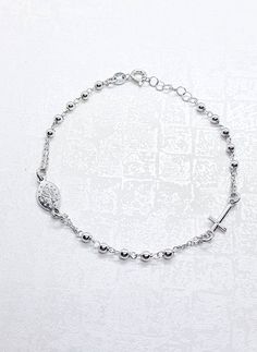 Sterling silver 925 ROSARY BRACELET Cross and Miraculous medal with silver 3mm beads bracelet length; adjustable 18 - 20 cm Adjustable Sterling Silver Rosary Bracelet, Nickel-free Sterling Silver Rosary Bracelet, Adjustable Hypoallergenic Silver Rosary Bracelet, Nickel Free Silver Rosary Bracelet For Gift, Nickel-free Silver Rosary Bracelet Gift, Silver Nickel-free Rosary Bracelet Gift, Silver Hypoallergenic Rosary Bracelet, Silver Adjustable Rosary Bracelet, Spiritual Sterling Silver Rosary Bracelet