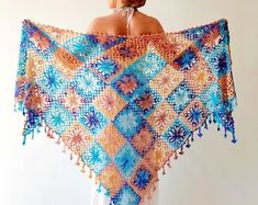 Blue Cotton Shawl, Azure Evening Wrap, Bridal Wedding Shawl, Gift for Her, Crochet Summer Scarf, Fringed Boho Wrap, Lace Scarf, Handmade - Etsy Evening Scarf, Evening Wraps, Wedding Shawl, Lace Scarf, Summer Scarves, Summer Crochet, Shawls And Wraps, Wedding Bridal, Scarf Wrap