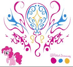 the pinkie pony has swirls on it's face