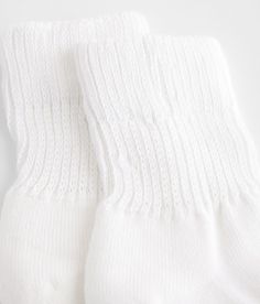 BKE Scrunch Ankle Socks - White , Women's White Solid knit socks One size fits most. Contents: 75% Cotton 23% Polyester 2% Spandex. Machine wash cold. Do not bleach. Do not iron. Tumble dry low. Apparel & Accessories Classic White Stretch Socks, Comfortable Stretch Socks For Stocking Stuffers, Comfortable Soft Ribbed Socks, Comfortable Stretch Ribbed Socks, White Stretch Ribbed Knee-high Socks, Women's Socks, Socks For Women, White Solid, Ankle Socks