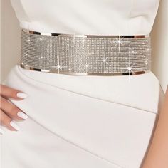 Bring The Bling In This One Size Fits All Beautiful Belt Accessory. Dress Up Any Outfit. Measures 2.4” Wide X 41.3” Length. There Is No Stretch To This Belt, But Size Adjustment Occurs With The Chain. See Photos. Wide Rhinestone Belt, Bedazzled Belt, Rhinestone Anklet, Rhinestone Ornaments, Bling Heels, Rhinestone Handbags, Rhinestone Crafts, Pink Camouflage, Rhinestone Shoes