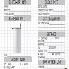 an info sheet with instructions on how to use the tumbler info for your drink