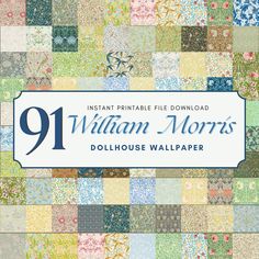 the front cover of 91 william morris's dollhouse wallpapers, featuring many different colors and patterns