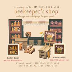 an advertisement for beekeeper's shop with different items