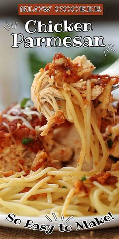 the cover of slow cooker's chicken parmesan so easy to make