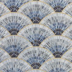 an art deco fan pattern in blue and gold