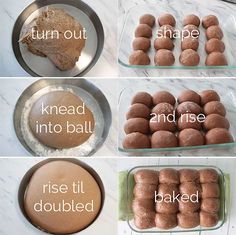 four pictures showing how to bake donuts