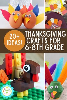 thanksgiving crafts for kids to make with legos, paper plates and other crafting supplies