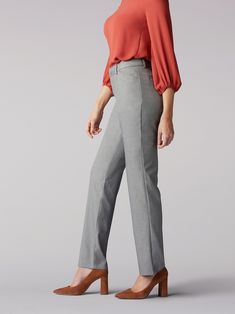 Women’s Wrinkle Free Relaxed Fit Straight Leg Pant in Ash Heather alternative view 2 Womens Dressy Pants, Slacks For Women, Straight Leg Pant, Dressy Pants, Stitch Fix Stylist, Stretchy Pants, Professional Look, Tailored Pants, Look Your Best