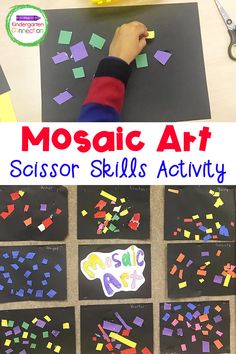 mosaic art for kids with scissors and stickers