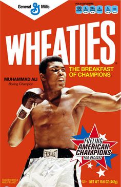 the cover of wheaties magazine featuring an image of a man with boxing gloves on