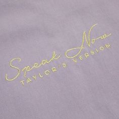 the words speak now taylor's version are written on a purple t - shirt