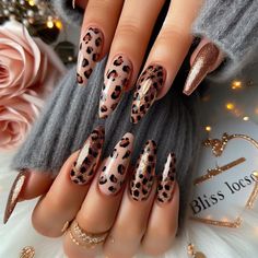 When you love my designs, please don't forget to follow my profile :) Gold Brown Nails, Cheetah Nail Art, Cute Funky Nails, Nails Cheetah, Gold Gel Nails, Cheetah Print Nails, Animal Print Nails Art, Cheetah Nails, Nails Cute