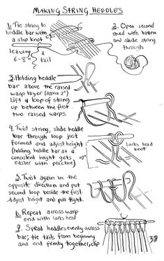 an instruction sheet for making string heddles, with instructions on how to use them