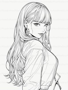 Fashion Coloring Pages, Anime Idol, K Pop Idol, Trendy Streetwear