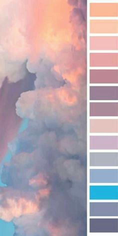 the sky is filled with clouds and colors that are blue, pink, yellow, and purple