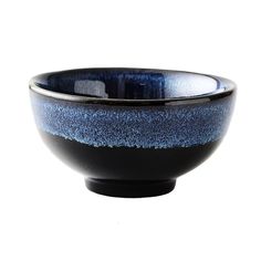 a black and blue bowl on a white background