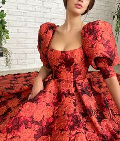 Sunset Gown, Teuta Matoshi Dresses, Under A Spell, Teuta Matoshi, Red Outfits, Orange Bridesmaid Dresses, Maxi Design, Long African Dresses, Fancy Frocks