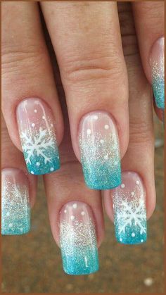 Jan Nails, Turquoise Nail Art, Nail Tek, Snowflake Nail Art, Turquoise Nails, Christmas Gel Nails, Christmas Nail Art Designs, Christmas Nails Acrylic