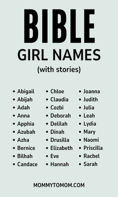 the bible girl names with stories