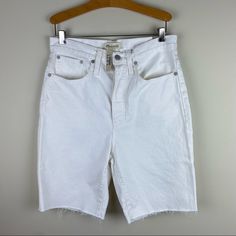 Brand New With Tags. Size 26 White Short Jeans For Day Out, White Jeans Shorts For Day Out, White Short Length Jeans For Day Out, White Jean Shorts For Spring Everyday Wear, Classic High Rise Bottoms For Day Out, White Cutoff Bottoms For Everyday, White Jean Shorts For Everyday Wear, White Cotton Jean Shorts For Everyday, Mid-rise Light Wash Cotton Bermuda Shorts