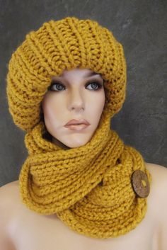 Hand knit wool blend Toboggan/Scarf set Color: Mustard Yellow Infinity Scarf One size fits most Care: Hand wash/ cold water/ lay flat to dry  My most popular winter hat/scarf set in mustard yellow is knit in a wool/acrylic blend providing both warmth and comfort. The infinity scarf, Yellow Knitted Beanie For Winter, Yellow Crochet Hat For Winter, One Size Yellow Crochet Hat For Winter, Yellow Warm Beanie For Winter, Warm Yellow Beanie For Winter, Warm Yellow Winter Beanie, Yellow Crochet Hat For Winter, One Size, Winter Yellow Crochet Hat, One Size, Winter Yellow Crochet Hat