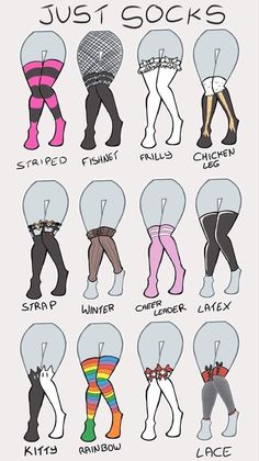 the different types of socks are shown in this poster, which shows how to wear them