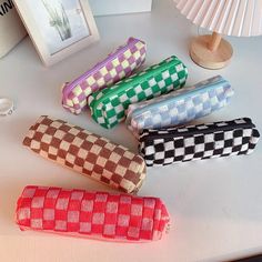 Elevate your organization with our Checkerboard Knit Supplies Case, a stylish solution for your essentials. Measuring approximately 8" x 4" x 3", it provides ample space for your pens, pencils, and other small items. Durable and easy to clean, this multifunctional case can be used as a pencil pouch, travel wallet, makeup bag, and more, making it a versatile addition to your accessories. Ideal as a gift for various occasions, it suits students, professionals, and travelers alike. Cute Pencil Pouches, Minimalist Stationery, Kawaii Bag, Eid Al-adha, Pen Pattern, Pen Pouch, Stationery Storage, Pouch Organizer, Checkerboard Pattern