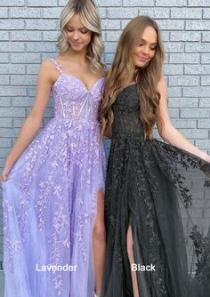 [$184.00] A-line V Neck Spaghetti Straps Long/Floor-Length Lace Prom Dress With Split Prom Dresses Purple, Sweep Train Prom Dress, Dark Red Dresses, Prom 2023, Dresses Purple, Red Dresses Classy, Corset Dress Prom, Lace Prom Dress, Light Blue Dresses