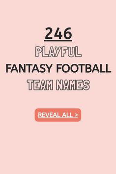 the fantasy football team name is shown in black and white on a pink background with text that reads, 24 playful fantasy football team names revealed