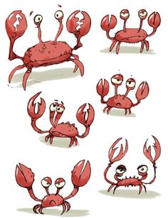 some cartoon crabs with different expressions on them